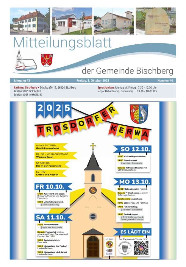 Mitteilungsblatt der Gemeinde Bischberg Titelblatt 40/2025