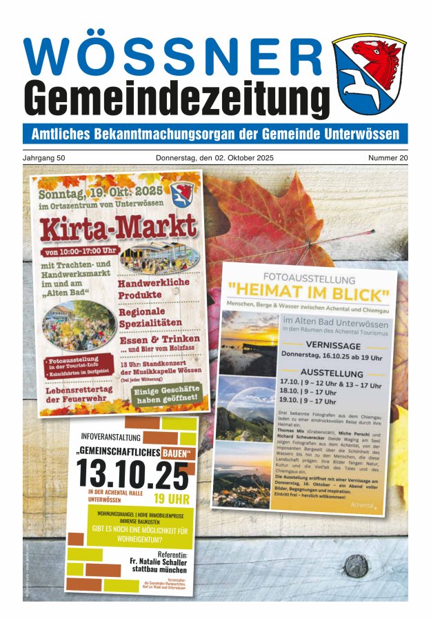 Wössner Gemeindezeitung Amtliches Bekanntmachungsorgan der Gemeinde Unterwössen Titelblatt 20/2025