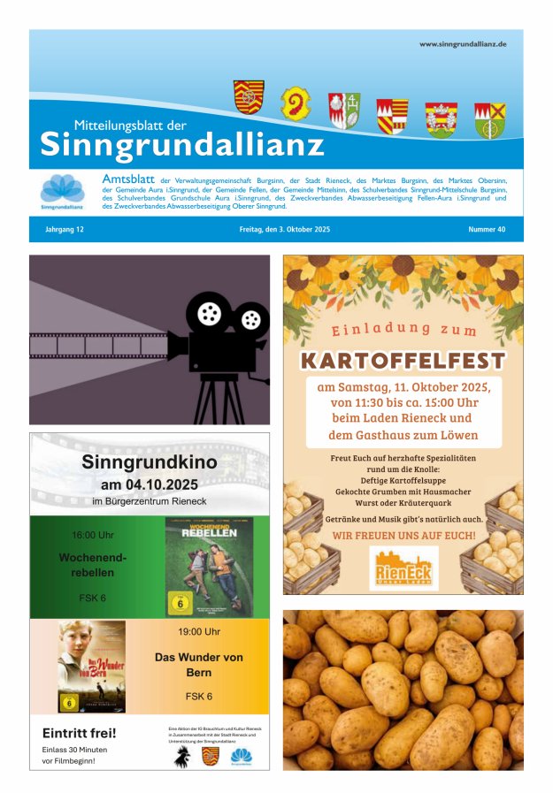 Mitteilungsblatt der Sinngrundallianz Titelblatt 40/2025