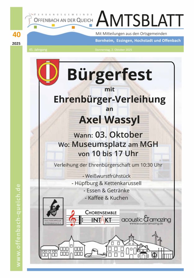 Amtsblatt VG Offenbach an der Queich Titelblatt 40/2025