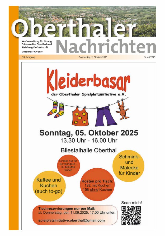 Oberthaler Nachrichten Titelblatt 40/2025