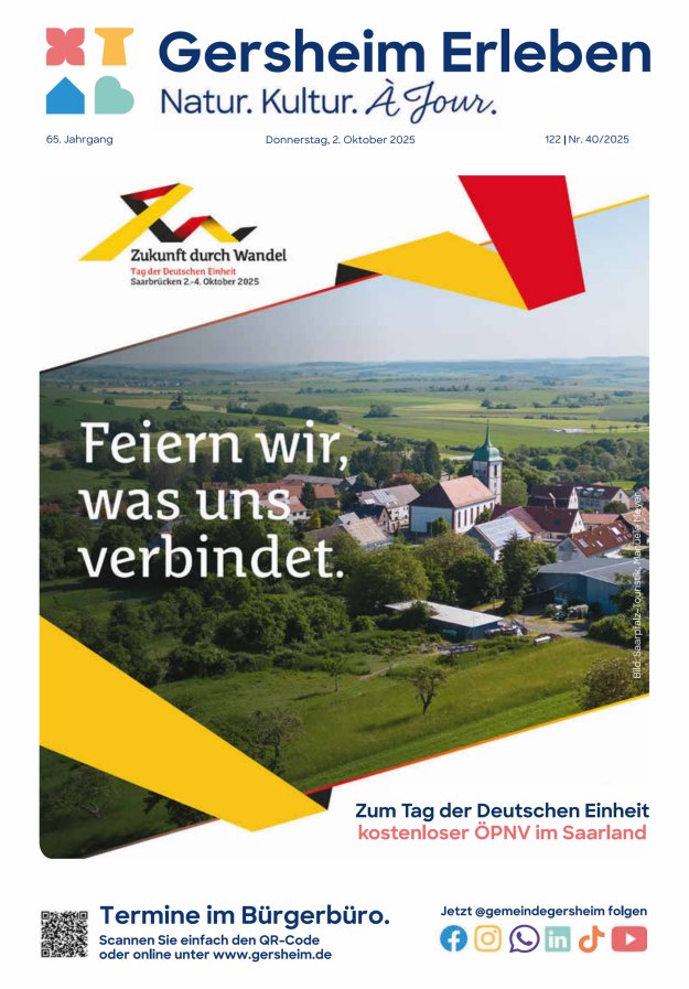 Bekanntmachungsblatt der Gemeinde Gersheim Titelblatt 40/2025