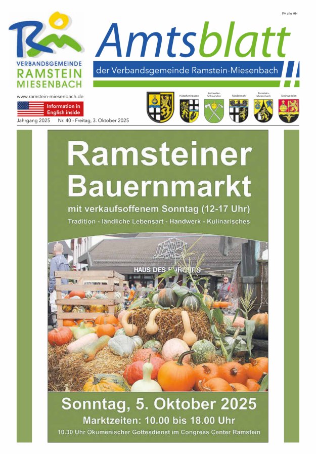 Amtsblatt VG Ramstein-Miesenbach Titelblatt 40/2025