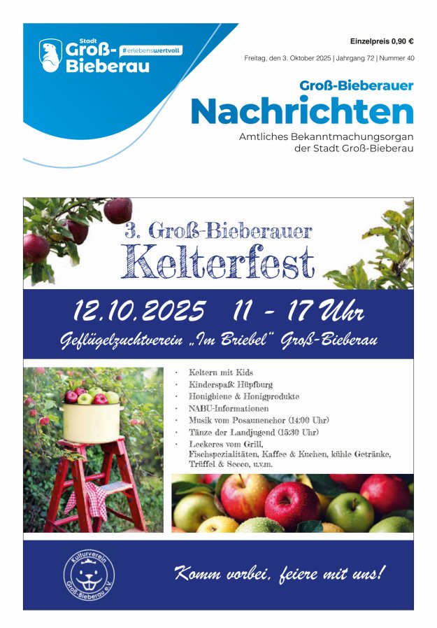 Groß-Bieberauer Nachrichten Titelblatt 40/2025