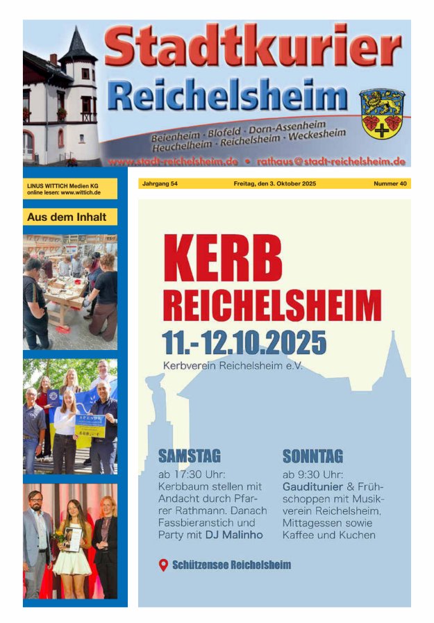 Stadtkurier Reichelsheim Titelblatt 40/2025