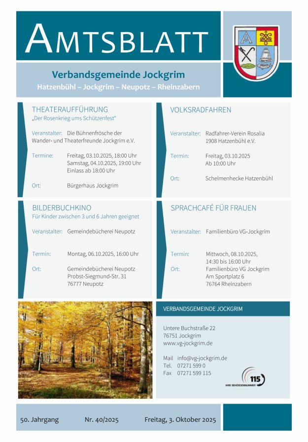 Amtsblatt VG Jockgrim Titelblatt 40/2025