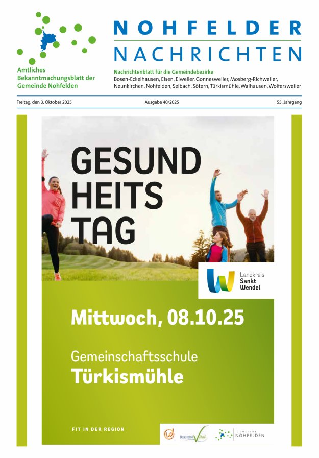 Nohfelder Nachrichten Titelblatt 40/2025