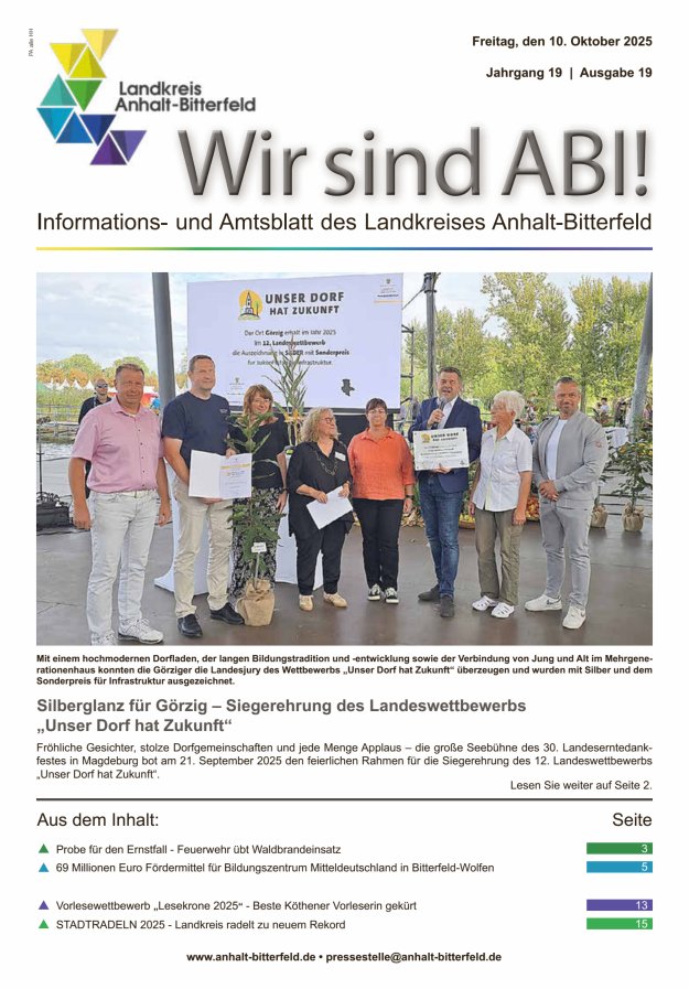 Informations- und Amtsblatt des LK Anhalt-Bitterfeld Titelblatt 19/2025