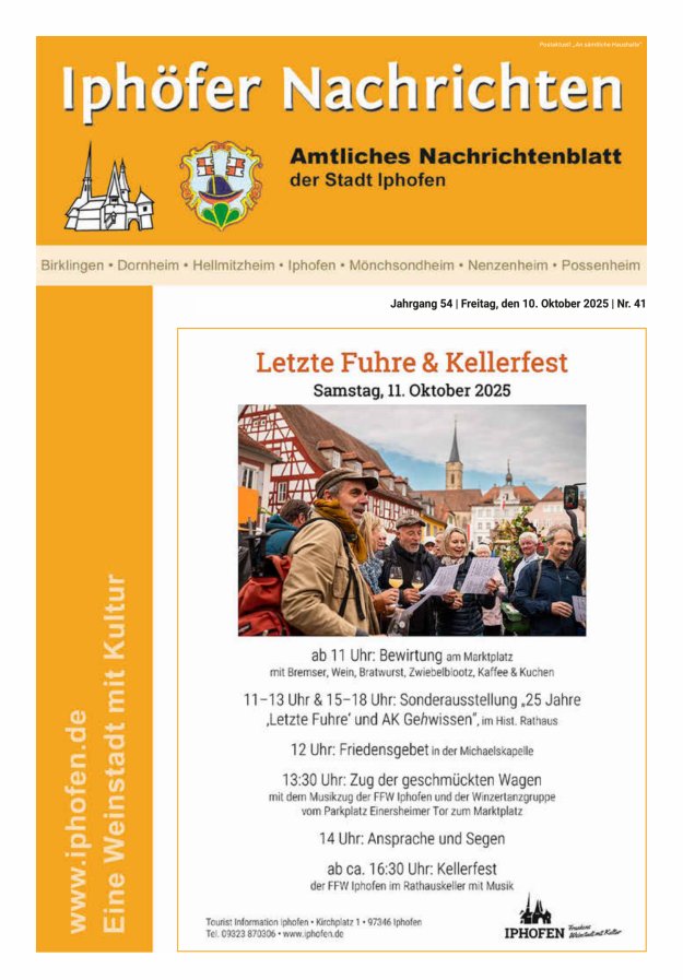 Iphöfer Nachrichten Titelblatt 41/2025