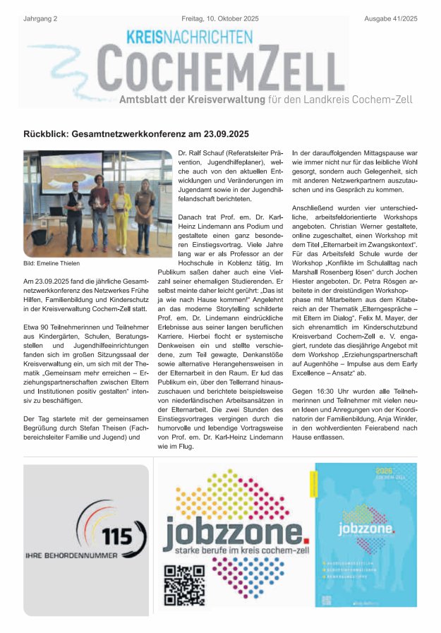 Kreisnachrichten Cochem-Zell Titelblatt 41/2025