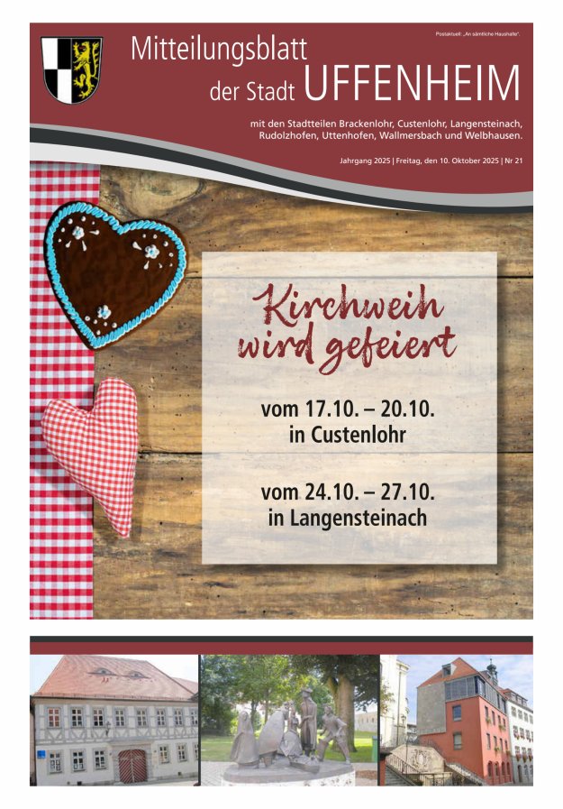 Mitteilungsblatt der Stadt Uffenheim Titelblatt 21/2025