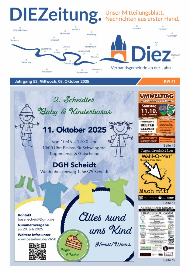 Mitteilungsblatt der Verbandsgemeinde Diez und der Ortsgemeinden Titelblatt 41/2025
