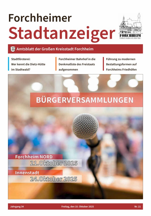 Forchheimer Stadtanzeiger Titelblatt 21/2025