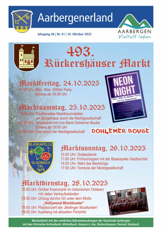 Aarbergenerland - Wochenblatt mit den amtlichen Bekanntmachungen Titelblatt 41/2025