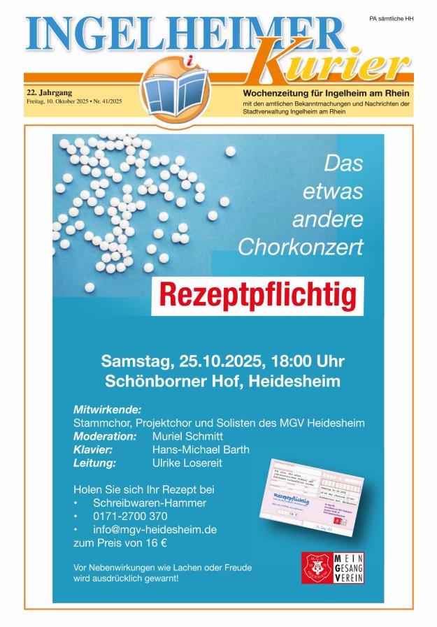 Ingelheimer Kurier Titelblatt 41/2025