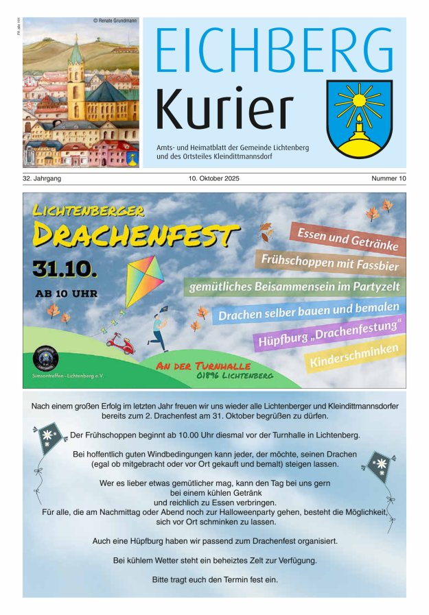 Eichberg-Kurier - Amts- und Heimatblatt der Gemeinde Lichtenberg Titelblatt 10/2025