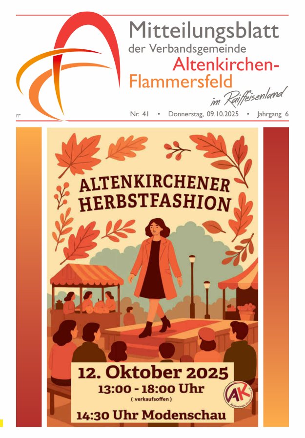 Mitteilungsblatt Verbandsgemeinde Altenkirchen-Flammersfeld Ausg Flammersfeld Titelblatt 41/2025