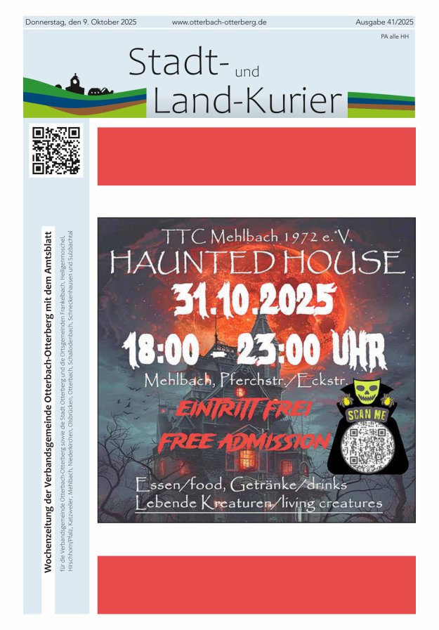 Stadt- und Land-Kurier Otterbach-Otterberg Titelblatt 41/2025