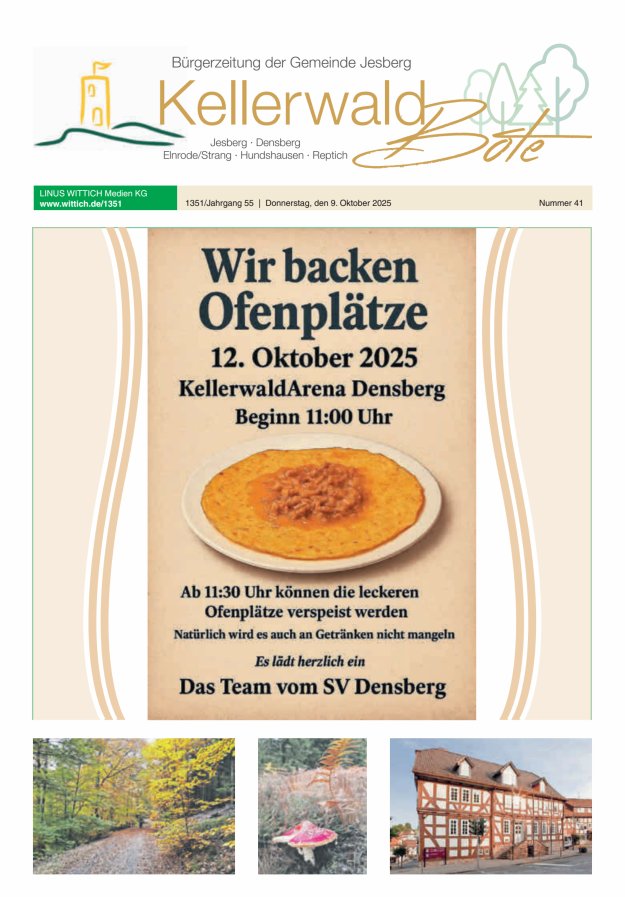 Kellerwaldbote - Bürgerzeitung der Gemeinde Jesberg Titelblatt 41/2025
