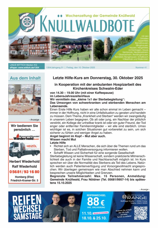 Knüllwaldbote Titelblatt 41/2025