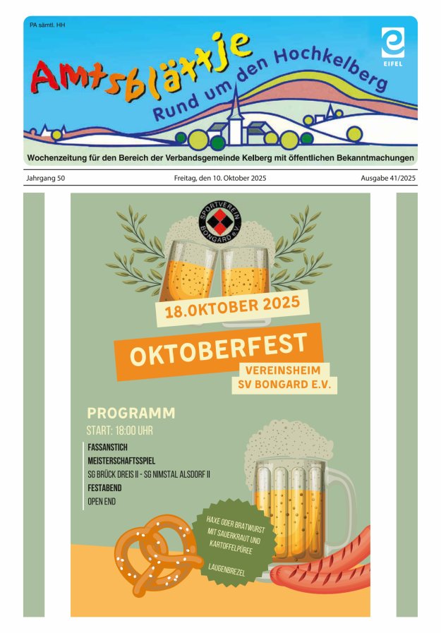 Amtsblättje - Rund um den Hochkelberg Titelblatt 41/2025