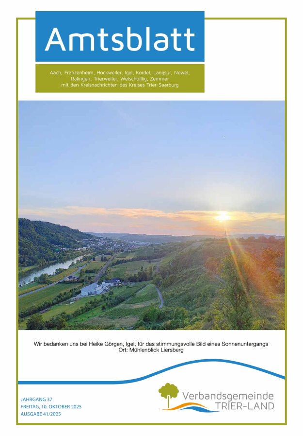 Amtsblatt VG Trier-Land Titelblatt 41/2025