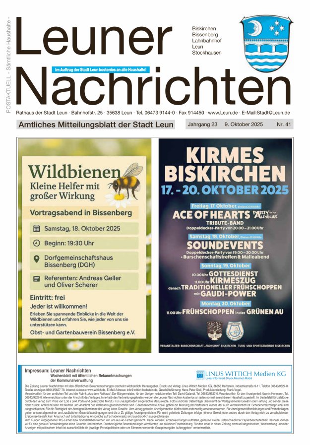Leuner Nachrichten Titelblatt 41/2025
