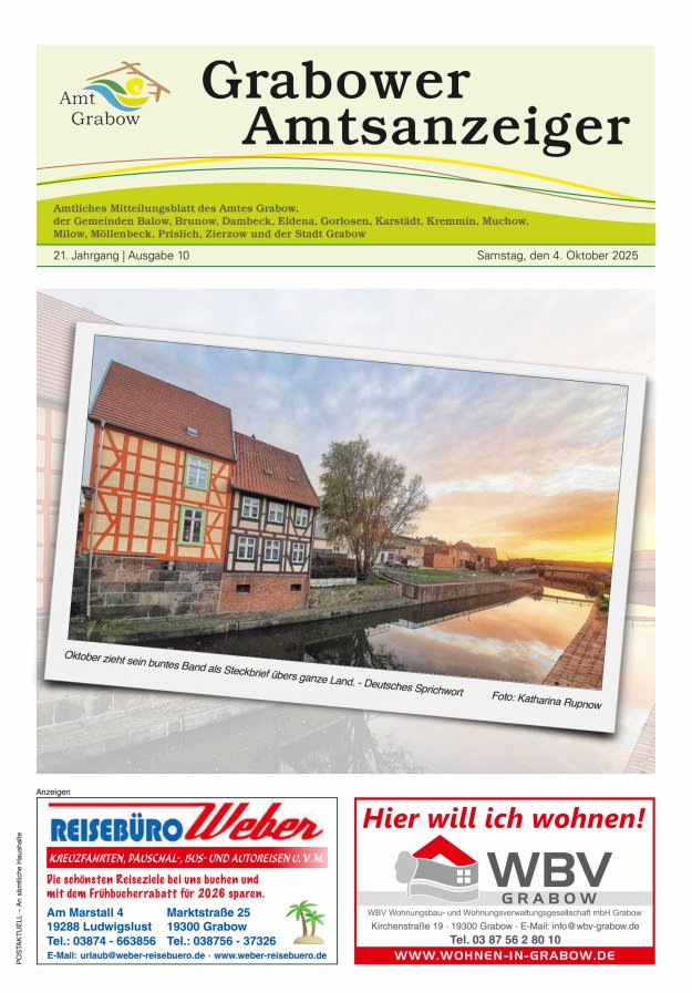 Grabower Amtsanzeiger Titelblatt 10/2025