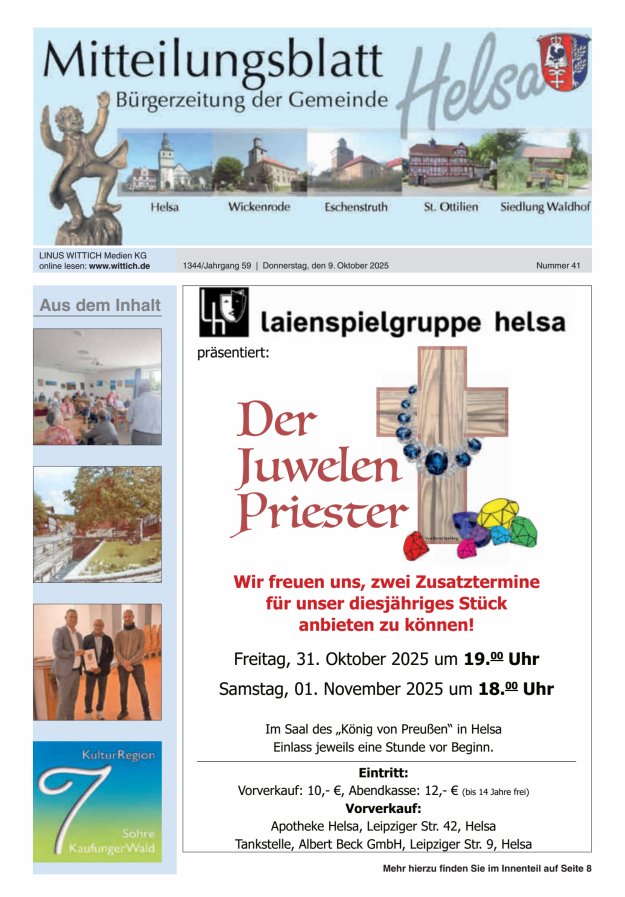 Mitteilungsblatt Helsa Titelblatt 41/2025