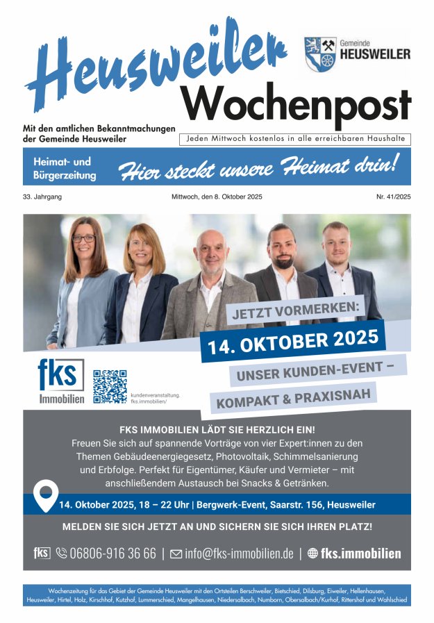 Heusweiler Wochenpost Titelblatt 41/2025