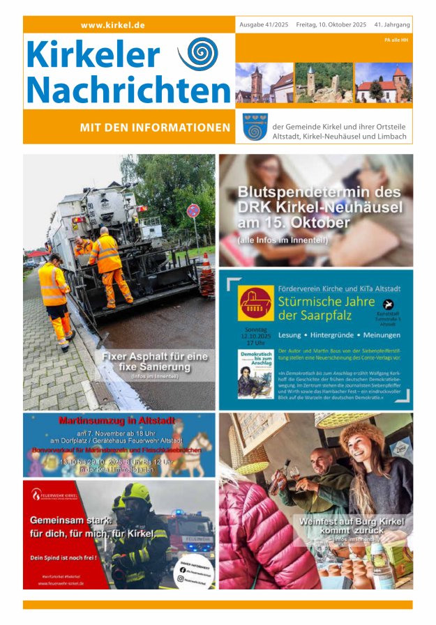 Kirkeler Nachrichten Titelblatt 41/2025