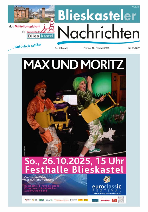 Blieskasteler Nachrichten  Titelblatt 41/2025