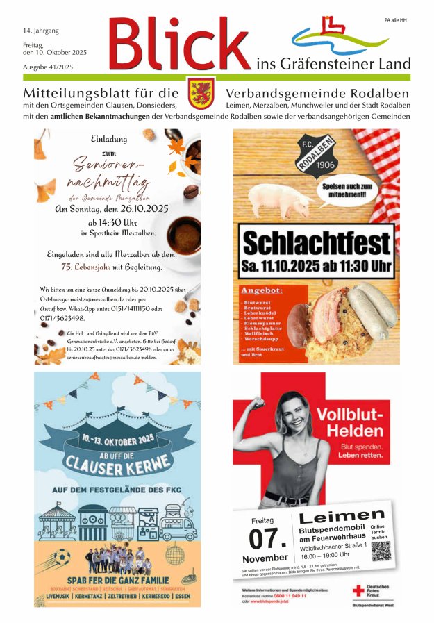 Blick ins Gräfensteiner Land VG Rodalben Titelblatt 41/2025