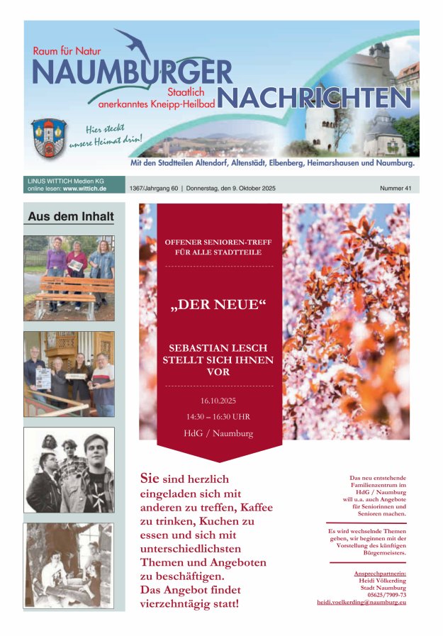 Naumburger Nachrichten Titelblatt 41/2025