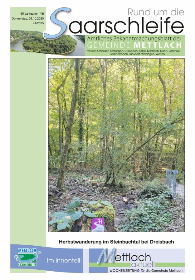 Rund um die Saarschleife Gemeinde Mettlach Titelblatt 41/2025