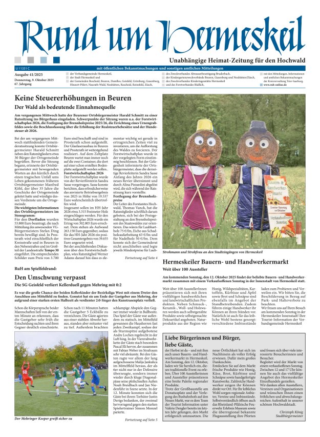 Rund um Hermeskeil Titelblatt 41/2025