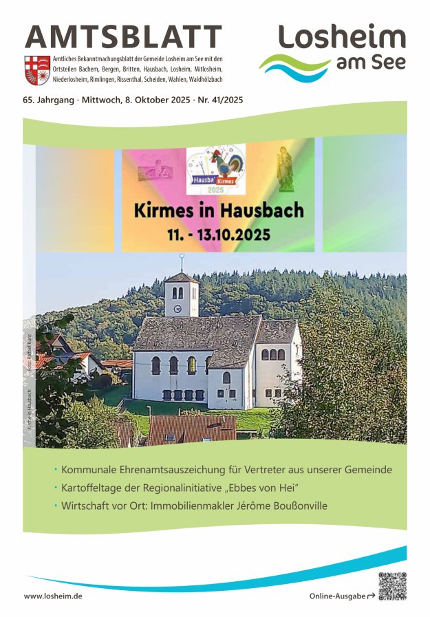 Amtliches Bekanntmachungsblatt der Gemeinde Losheim am See Titelblatt 41/2025