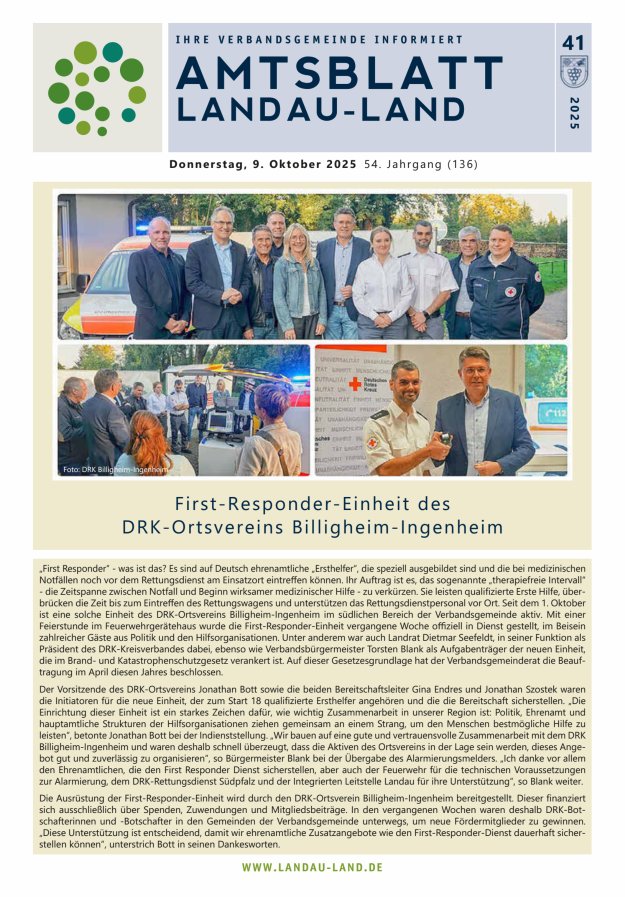 Amtsblatt VG Landau-Land Titelblatt 41/2025