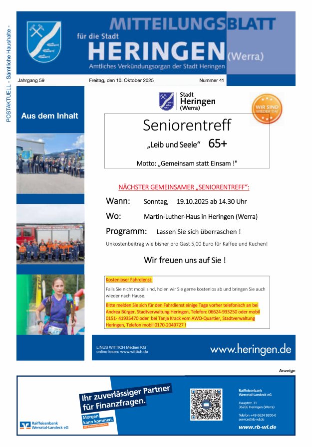 Mitteilungsblatt Heringen Titelblatt 41/2025