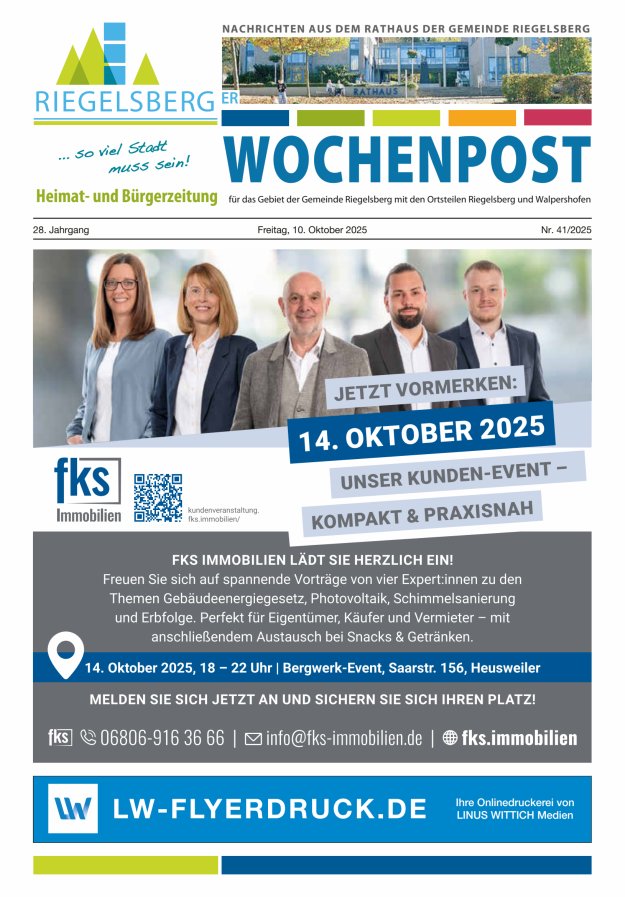 Riegelsberger Wochenpost Titelblatt 41/2025