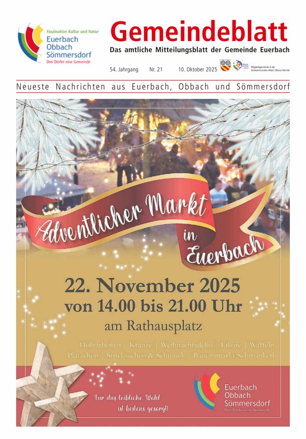 Gemeindeblatt der Gemeinde Euerbach Titelblatt 21/2025