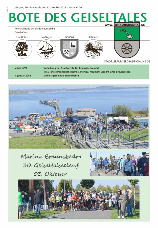 Bote des Geiseltales - Heimatzeitung der Stadt Braunsbedra Titelblatt 10/2025
