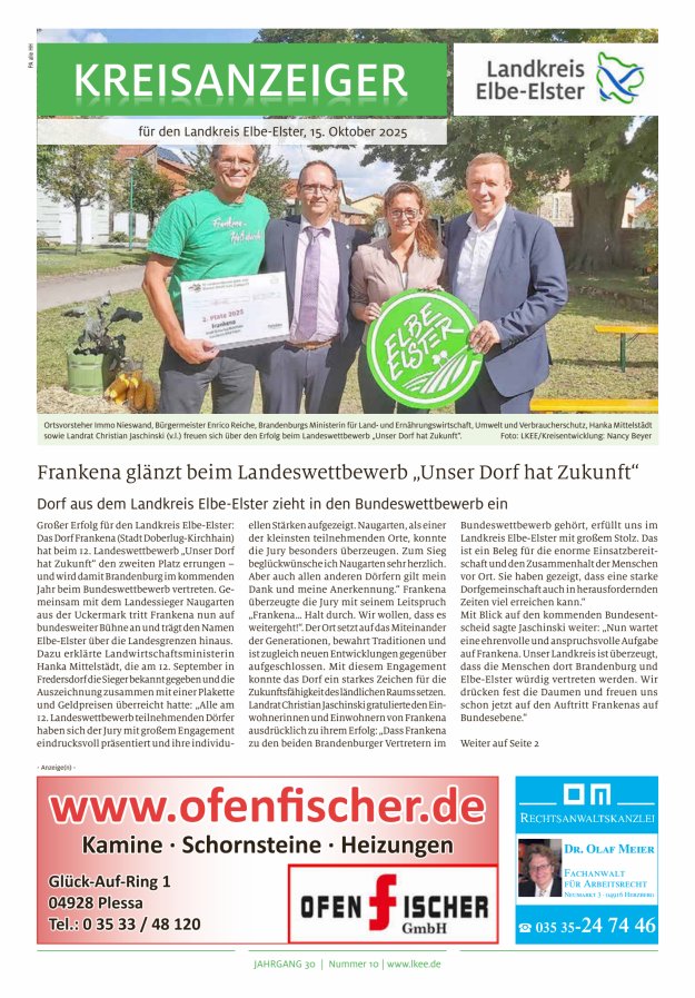 Kreisanzeiger für den Landkreis Elbe-Elster Titelblatt 10/2025