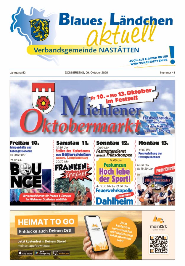 Blaues Ländchen aktuell - Heimat- u Bürgerzeitung VG Nastätten Titelblatt 41/2025