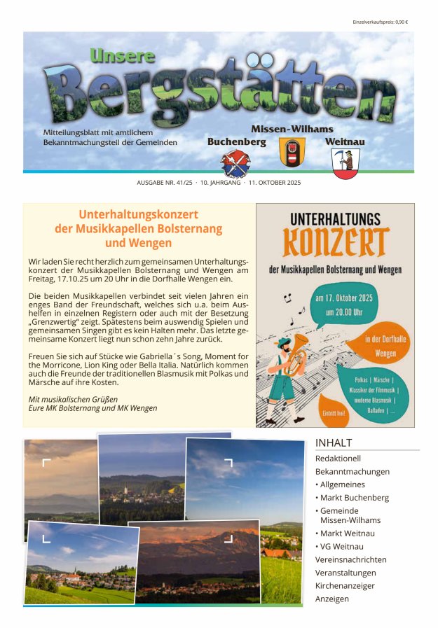Unsere Bergstätten Mitteilungsblatt mit amtlichem Bekanntmachungsteil Titelblatt 41/2025