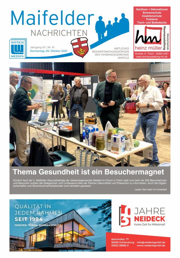 Maifelder Nachrichten - Wochenzeitung der Verbandsgemeinde Maifeld Titelblatt 41/2025