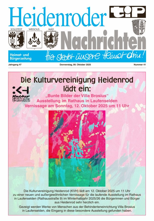 "tip" Heidenroder Nachrichten Titelblatt 41/2025