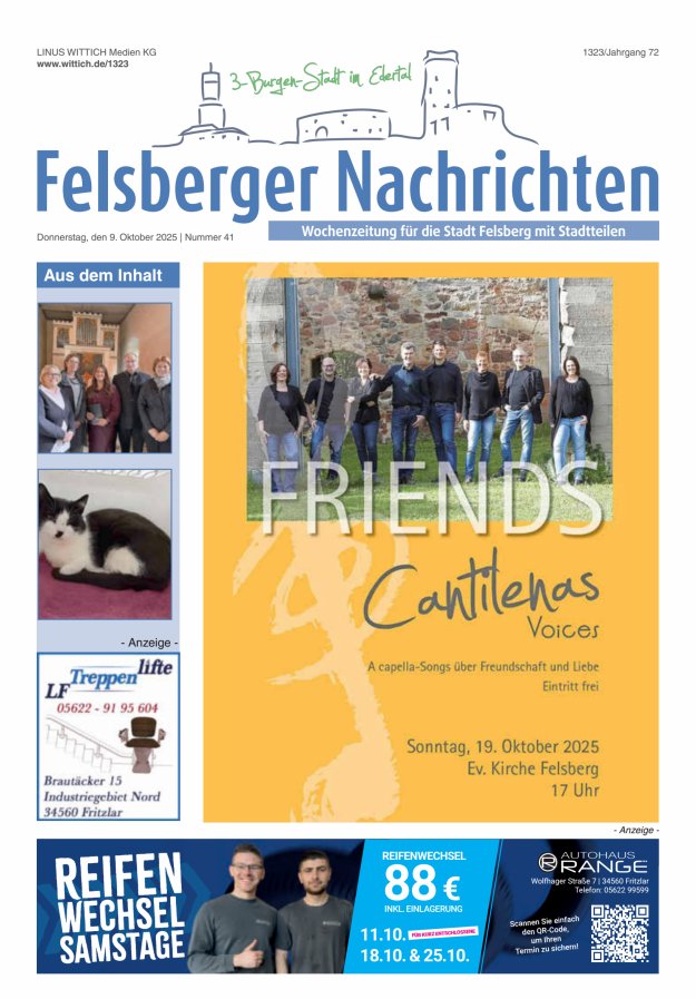 Felsberger Nachrichten Titelblatt 41/2025