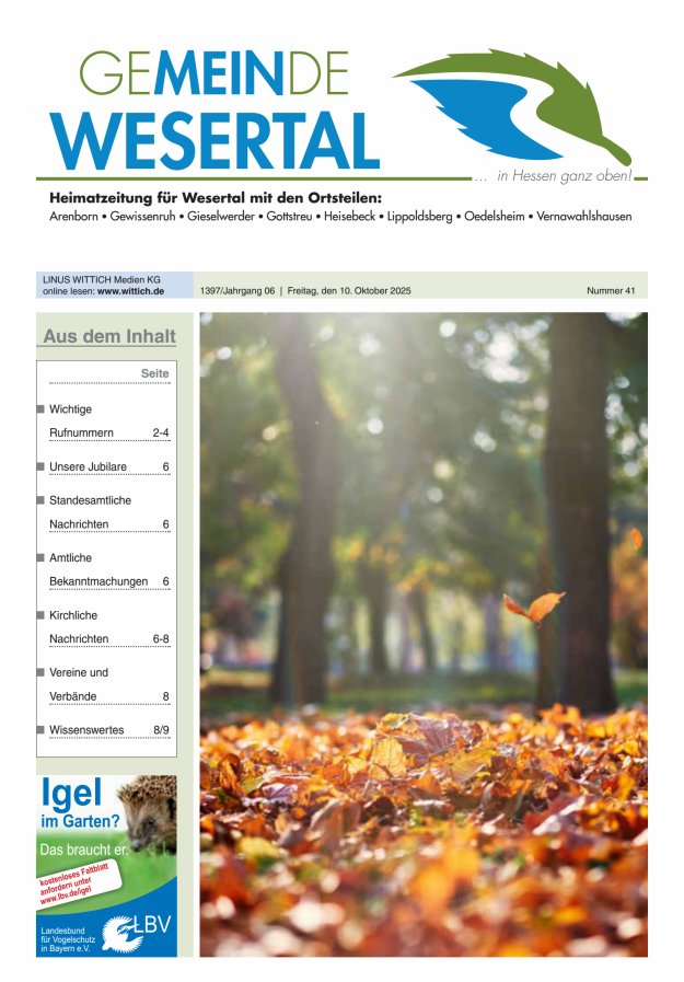 Wesertal Titelblatt 41/2025