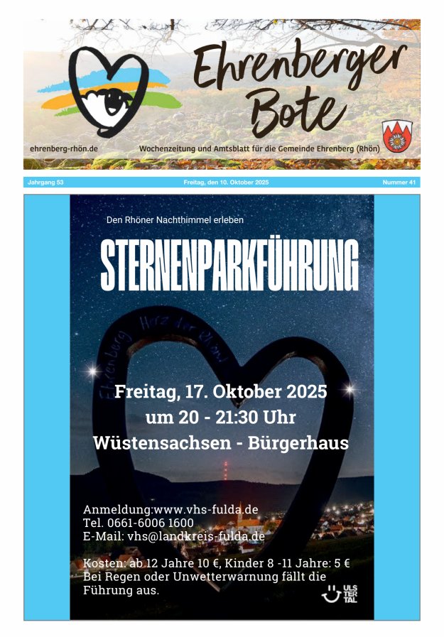 Ehrenberger Bote Titelblatt 41/2025